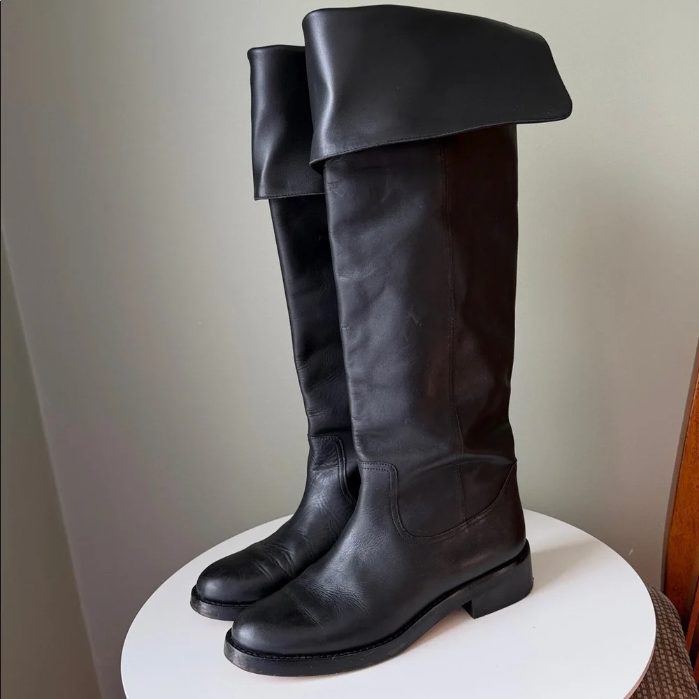 J. Crew Leather Over the Knee Boots Pull On Fold Over Riding Equestrian #BA769 8